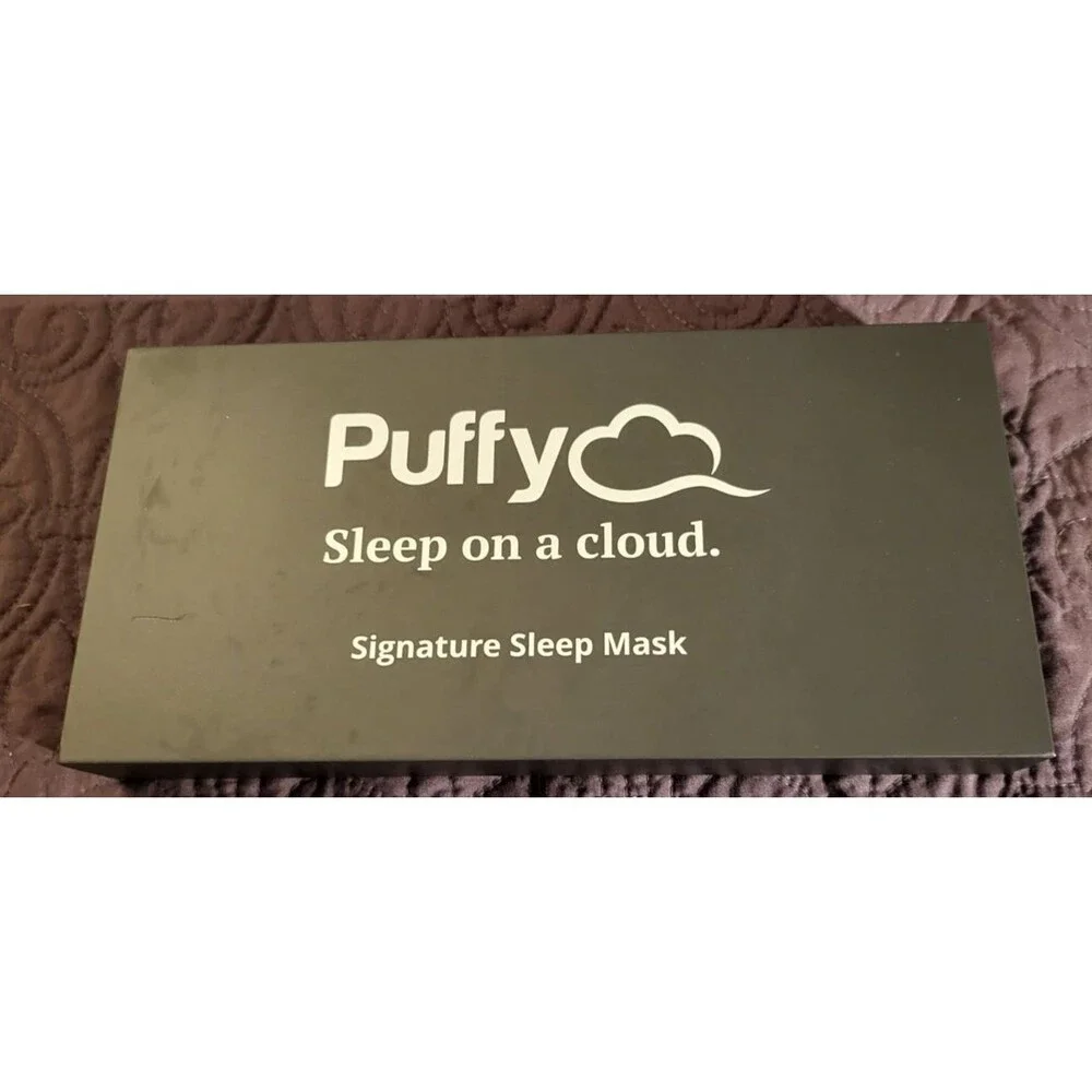 NIB Puffy Signature Sleep Mask Black Memory Foam Eye Cups Adjustable Strap Gift!